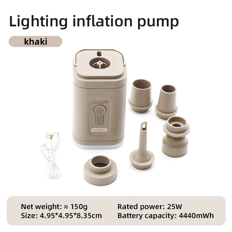 Pompe électrique portable 3-en-1 avec lampe