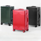 Valise à roulettes argentée — alliage aluminium-magnésium