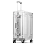Valise à roulettes argentée — alliage aluminium-magnésium