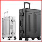 Valise à roulettes argentée — alliage aluminium-magnésium