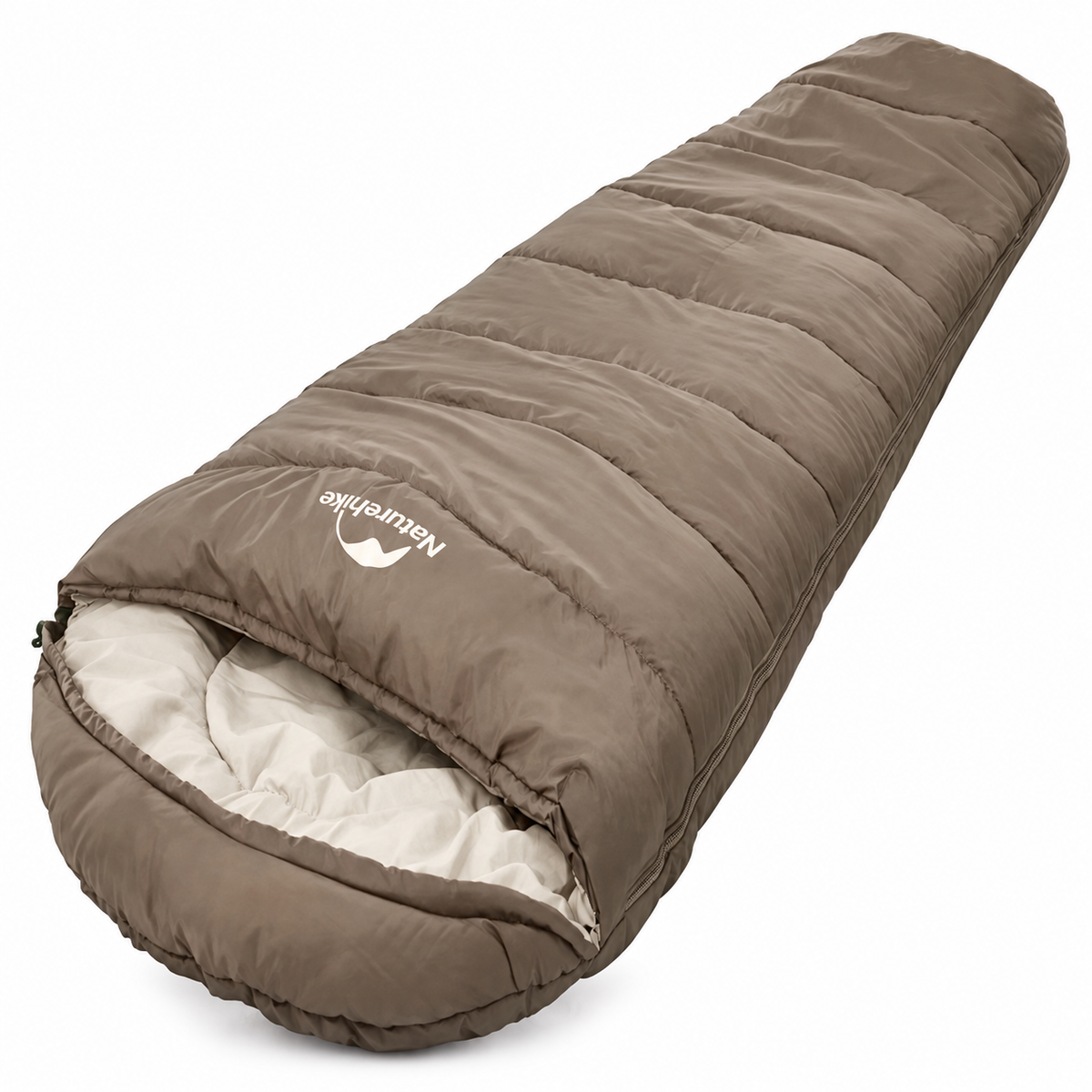 Sac de couchage Naturehike MJ600 marron sur fond blanc